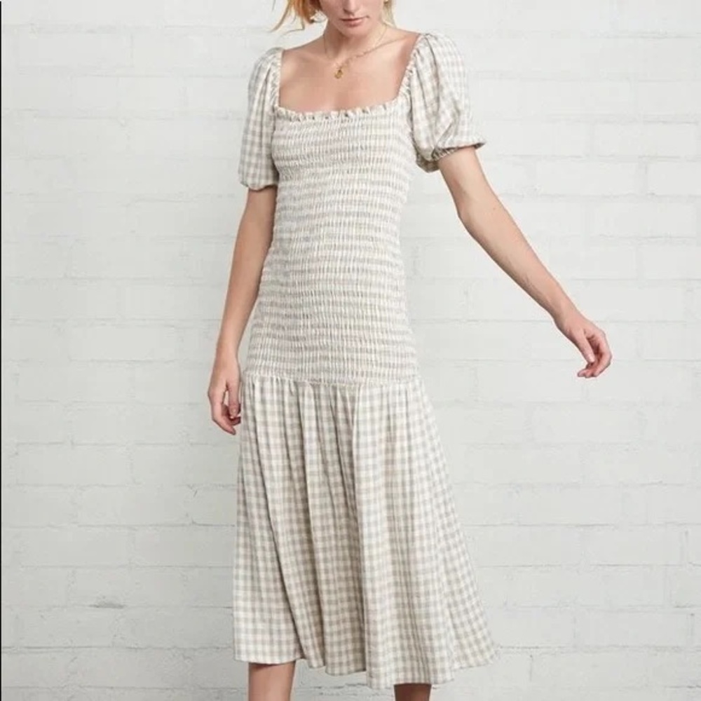 Rachel Pally Elegant Cream Gingham Dress